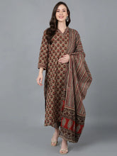 Women Cotton Floral Printed Kurta Trousers-VKSKD1580